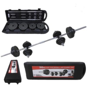 50Kg Dumbbell & Barbell Combination Set With Case Cast Iron